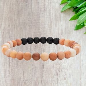 Pink Aventurine Diffuser Bracelet Lava Stone & Essential Oil Bottle